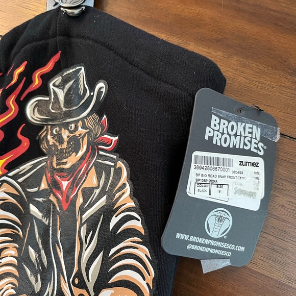 Broken Promises Road Black Front Snap Crop Tank Top Brand New w/Tags Sz S - Picture 3 of 8